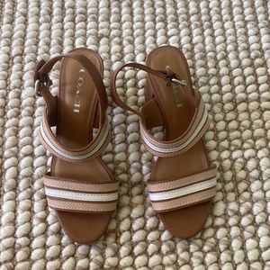 Neutral Striped Coach Heels